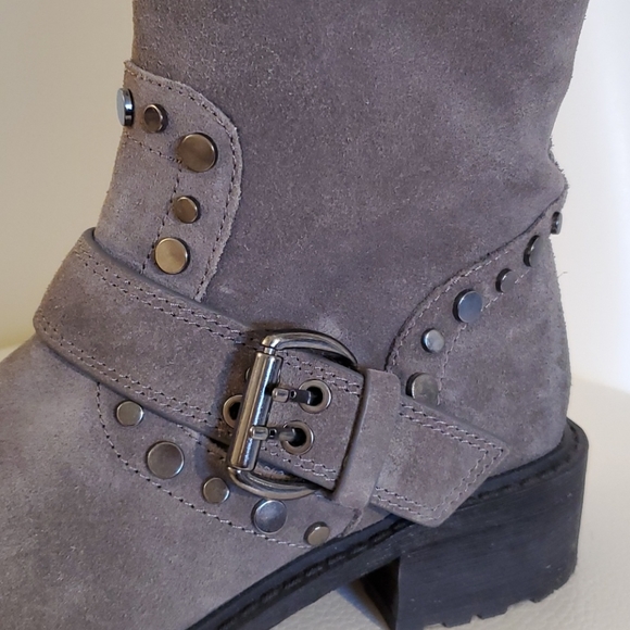 Sam Edelman Deyrn Stud Moto Gray Suede Boots - Picture 7 of 15